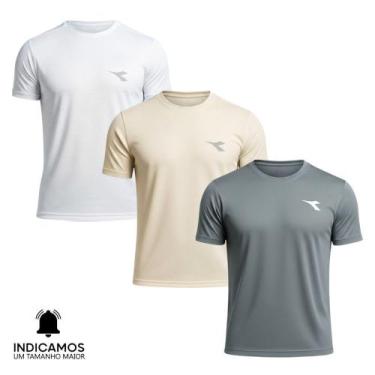 Imagem de Kit 3 Camisetas Diadora Small Logo Masculina - Grafite e Branco G, Gra