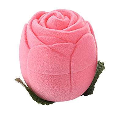 Imagem de Caixa de anel único, caixa de armazenamento de anéis, caixa de presente, caixa de armazenamento de joias de desenho criativo para anel de noivado de casamento, dia dos namorados, rosa rosa
