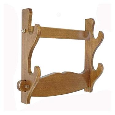 Imagem de U5GAAALPPQ9 Acessórios de mesa Suporte de espada de madeira maciça Samurai Rack de exibição de espada montado na parede Katana Wakizashi Suporte de espada Suporte de espada