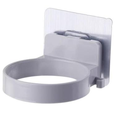 Imagem de Organizador de parede sem broca para secador de cabelo e ferramentas de estilo com moldura durável em armazenamento de banheiro cinza