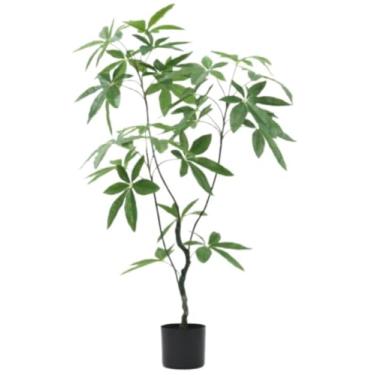 Imagem de SLGGPJBU Plantas Falsas Planta Artificial Fortune Tree Faux Indoor Floor Tree em Vaso de Plástico Preto para Sala de Estar Escritório Plantas Artificiais Interior Externo, A-150 cm