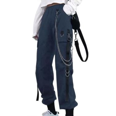 Imagem de Calça cargo Kisswow Y2k Halloween Dublange com corrente feminina