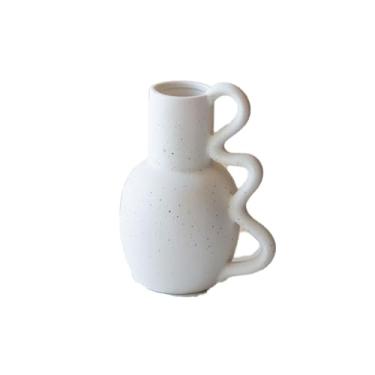 Imagem de Vasos de cerâmica vaso de manivela nórdico simples arranjos de flores ornamentos para sala de estar B & B ornamentos de luxo leve vaso de mesa (B)