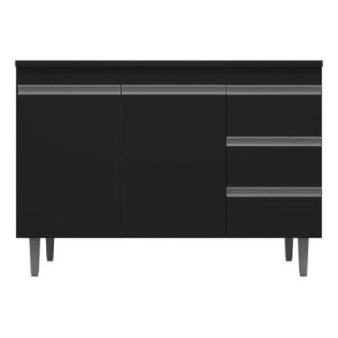 Imagem de Multiuso Gabinete Balcão Andreia 100cm Sem Tampo Preto Ajl Móveis, Pre