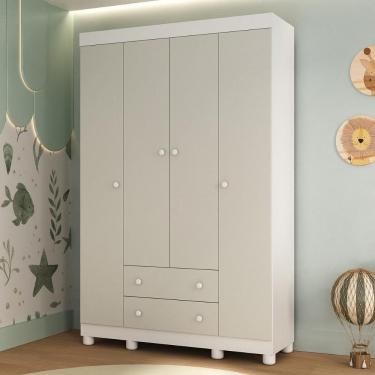 Imagem de Guardaroupa Infantil 122cm 4 Portas E 2 Gavetas Allegra Multimóveis Mp4443 Brancooff White