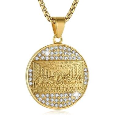 Imagem de Colar Masculino com Pingente da Última Ceia - Colar Masculino Religioso Aço Inoxidável Banhado a Ouro 14K Fé e Estilo para Homens