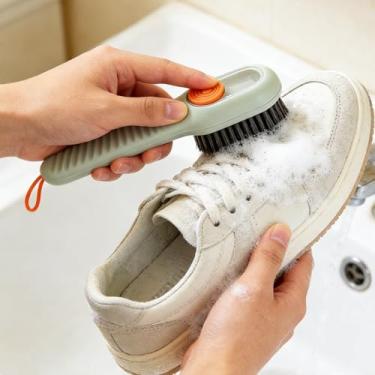 Imagem de 1 escova de limpeza de sapatos premium com cerdas macias e cabo longo para cuidados diários com sapatos e uso de limpeza doméstica (verde)