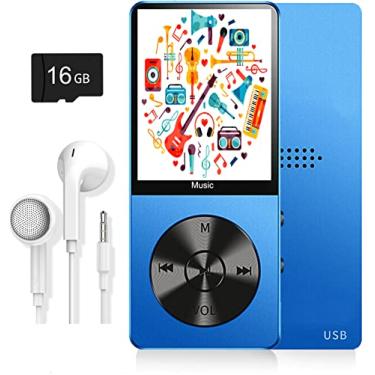 Imagem de Leitor de MP3, reprodutor de música com cartão micro SD de 16 GB, altifalante integrado, reprodução de fotos, vídeo, rádio FM, gravador de voz, leitor de livros eletrónicos, suporta até 128