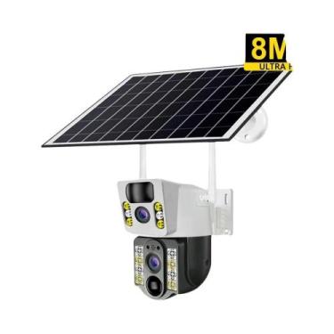 Imagem de Câmera Solar Sem Fio 4K 8MP Com Lente Dupla, Sim 4G, Wifi Externa, Vis