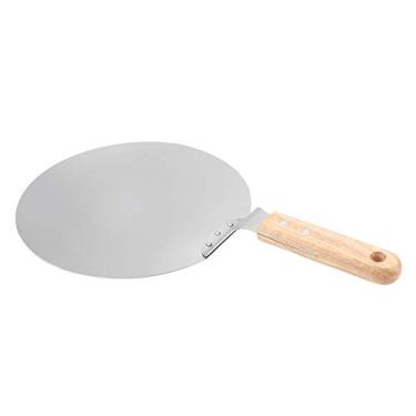 Imagem de AYNEFY Casca de Pizza Em Aço Inoxidável Com Cabo de Madeira Confortável para Forno e Grelha pá Redonda de 17 Tamanhos para Pizza e Doces