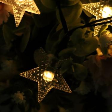 Imagem de Cordão Solar Leds Lâmpadas Luzes Estrelas Amarela Natal 5m