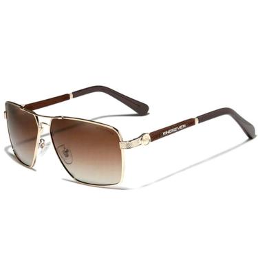 Imagem de Óculos De Sol Polarizados Masculino Design Piloto Condução Proteção Uv400 Marrom