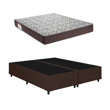 Imagem de Cama Base Box Casal Bipartido Marrom Colchão ISO 150 D45 - Ortobom - A