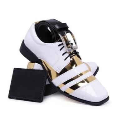 Imagem de Kit Cinto e Carteira Sapato Masculino Social Schiareli 840 Bico Quadrado Fino Moderno-M...