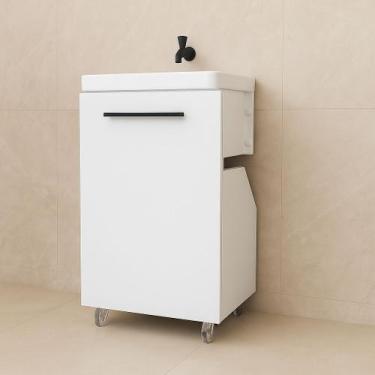 Imagem de Nicho Gabinete Lavanderia C/ Rodízio Armário Tanque Minimalista - Biho