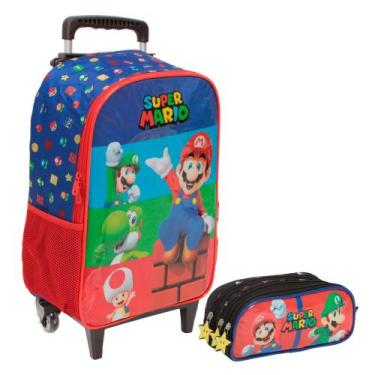 Imagem de Kit Mochila Infantil De Rodinhas Grande Desenho Menino - Plike