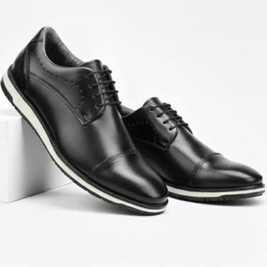 Imagem de Sapatos Masculinos Social Preto Oxford Moderno Couro Marrom Confortáve