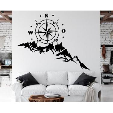 Imagem de Adesivo de parede  bussola - Ambiente dekorado, 60cm, preto