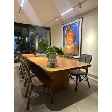 Imagem de Mesa Jantar 2,00m Madeira Maciça Pequiá Borda Orgânica 8 Lugares Base 