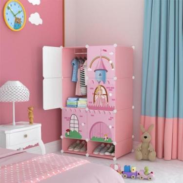 Imagem de Armário Infantil Modular Princesa  Guarda-Roupa Multiuso com Prateleir