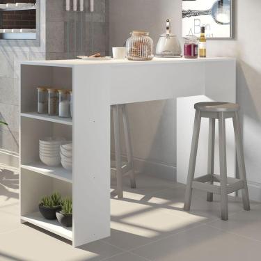 Imagem de Bancada Balcão/mesa De Cozinha 3 Prateleiras Menu Móveis Branco