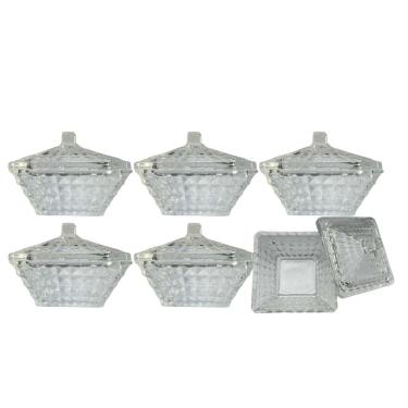 Imagem de Kit 6 Potiche Mini Bomboniere De Vidro Lembrancinha C/Tampa