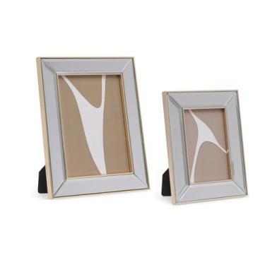 Imagem de Kit Porta Retratos Espelhado Mold Dourada 10X15 e 15x20 - Mart