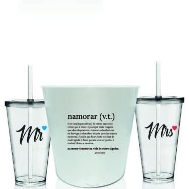 Imagem de Kit Balde De Pipoca E 2 Copos Personalizados - Namorar