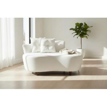 Imagem de Namoradeira Sofá Feijão Suria 150cm Orgânica Couro Branco - Mansão Dec