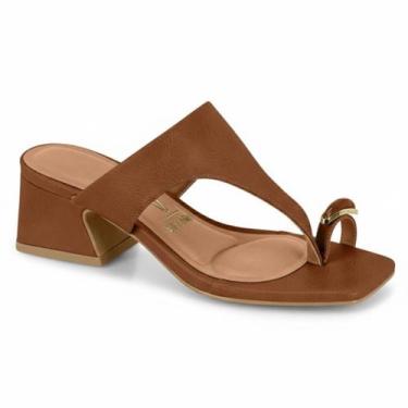 Imagem de Sandália de Dedo Femina Vizzano Salto Baixo Grosso Casual Tamanco Conf