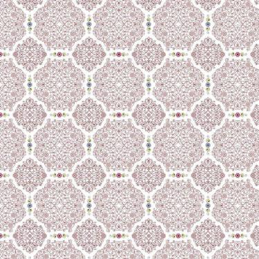 Imagem de Papel Parede Flores Arabesco Linhas Framboesa Adesivo Quarto