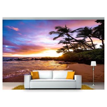 Imagem de Papel De Parede Praia Mar Por Do Sol Coqueiro  Npr237