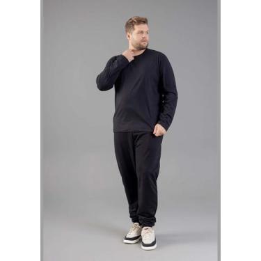 Imagem de Camiseta Básica de Mangas Longas Masculino Adulto Just Basic, Preto, X