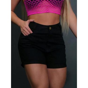 Imagem de Short premium mom preto barra dobrada cintura alta blogueira - Ss Jean