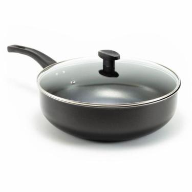 Imagem de Frigideira Grande Funda Alta Wok Antiaderente 30 Cm Com Tampa De Vidro
