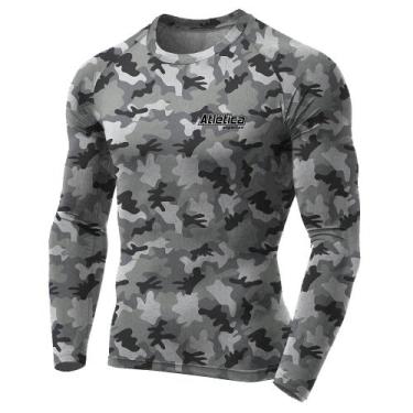 Imagem de Rash Guard Camuflada Masculina Atlética, Cinza, M