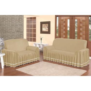 Imagem de Capa De Sofa Dois E Treis Lugares Super Luxo Com Babado Dália Modelo E