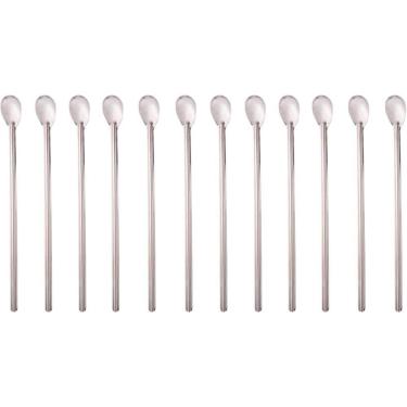 Imagem de Conjunto 12 Colheres Bailarinas para Mexer Sucos Coquetéis Inox Bares Restaurantes Pubs