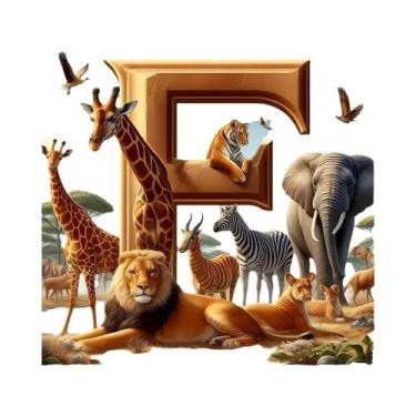 Imagem de Pintura Diamante Alfabeto Girafa Elefante Tigre Zebra Leão, Mosaico DI