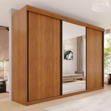 Imagem de Guarda-roupa Casal com 3 Portas e 6 Gavetas Mdf Londrina Cinamomo/Off White