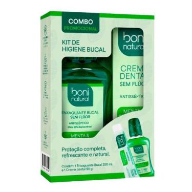 Imagem de Kit Creme Dental 90g + Enxaguante Bucal 250ml Boni Natural Menta & Mel
