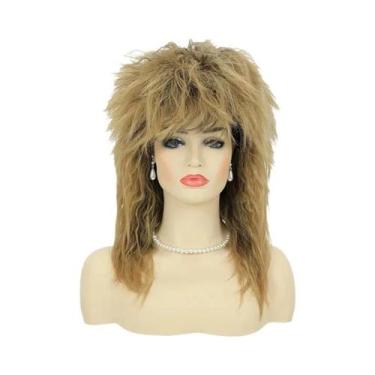 Imagem de Peruca Loira Dos Anos 80 Tina Diva Punk Rocker Mullet Para Mulheres HA