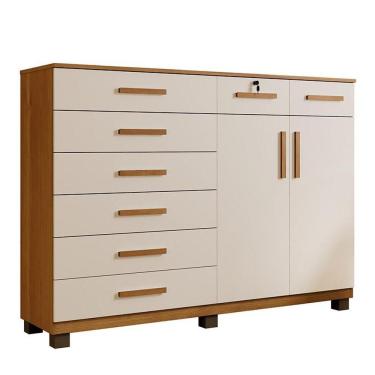 Imagem de Comoda New Triunfo Quarto Com 8 Gavetas E 2 Portas Cinamomo/off White Cinamomo/off White