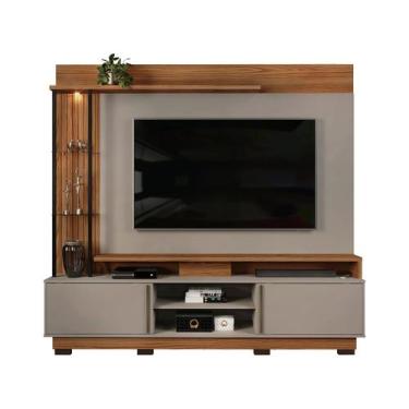 Imagem de Painel para TV até 70 DJ Móveis Martino 4 Prateleira, Carvalho nobre e