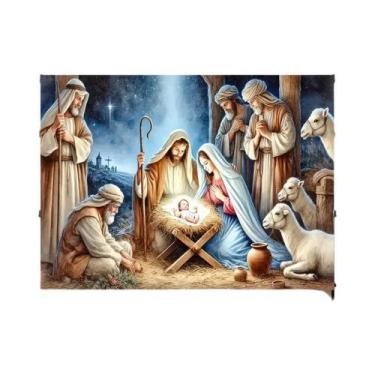 Imagem de Tapeçaria Religiosa Cenário Noite Estrelada Presépio Decoração De Pare