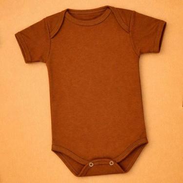 Imagem de Body Básico de Bebê Manga Curta 100% Algodão até 12 meses Cor:MarromTa