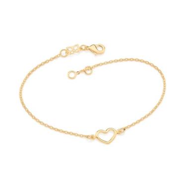 Imagem de Pulseira Rommanel Fio Elos E Coração Vazado Amor 19/18cm - 551674