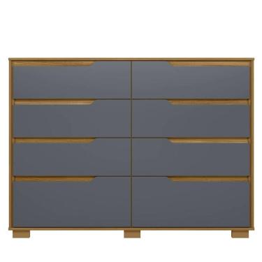 Imagem de Cômoda para Quarto 8 Gavetas 147cm Parma Z17 Freijó/Cinza - Mpozenato