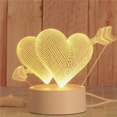 Imagem de Projetor de acrílico de balão em forma de coração LED 3D Night Light -
