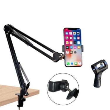 Imagem de Suporte Microfone/Celular Com Braço Articulado E Ajustado Para Mesa - 